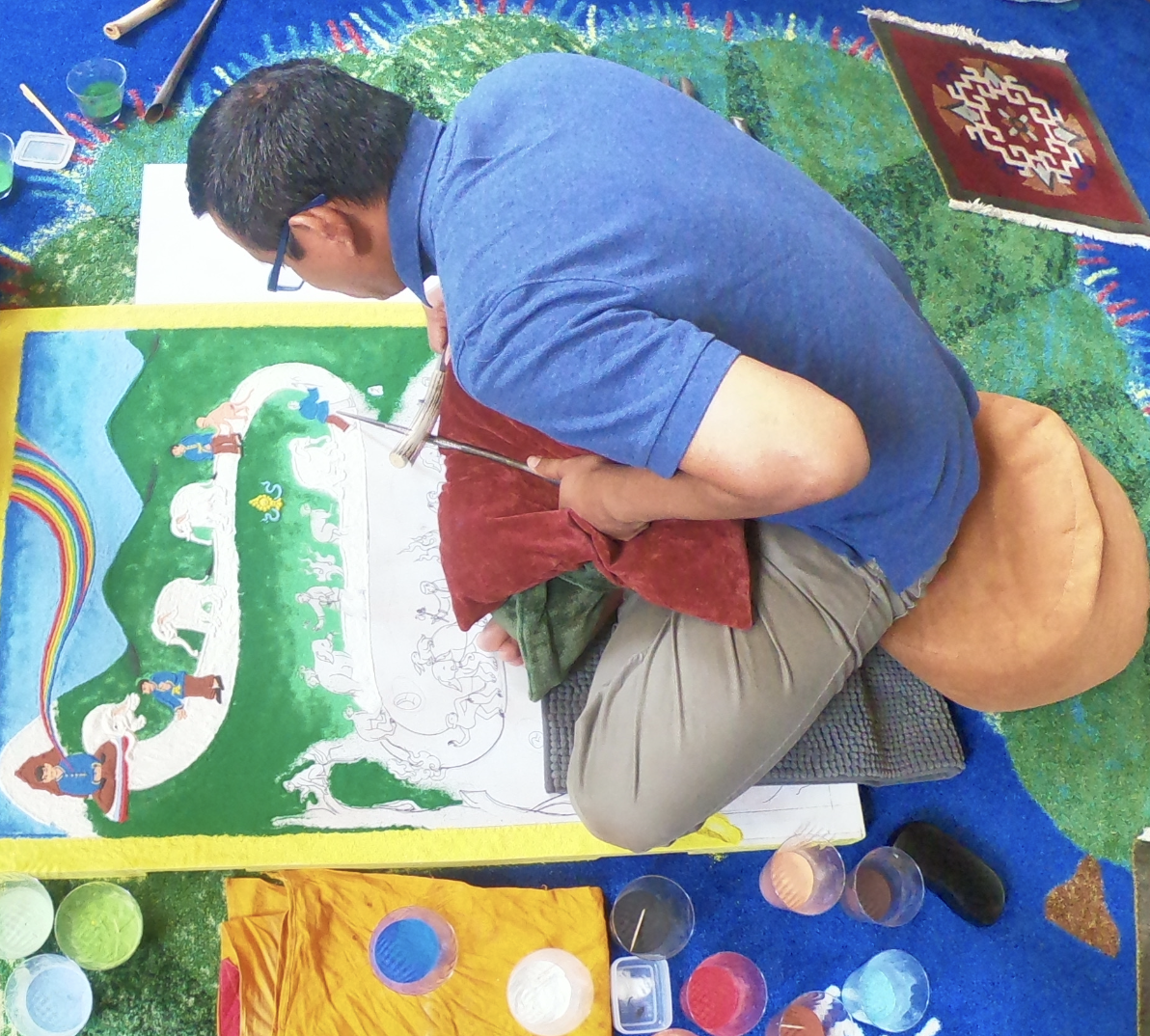 Making sand Mandala